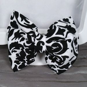 Black and white fabric bow
